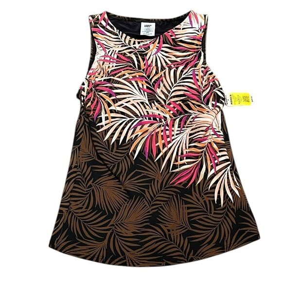 Lands’ End Women’s Tropical Palm Tankini Swim Top, Size 2, New - Picture 4 of 5